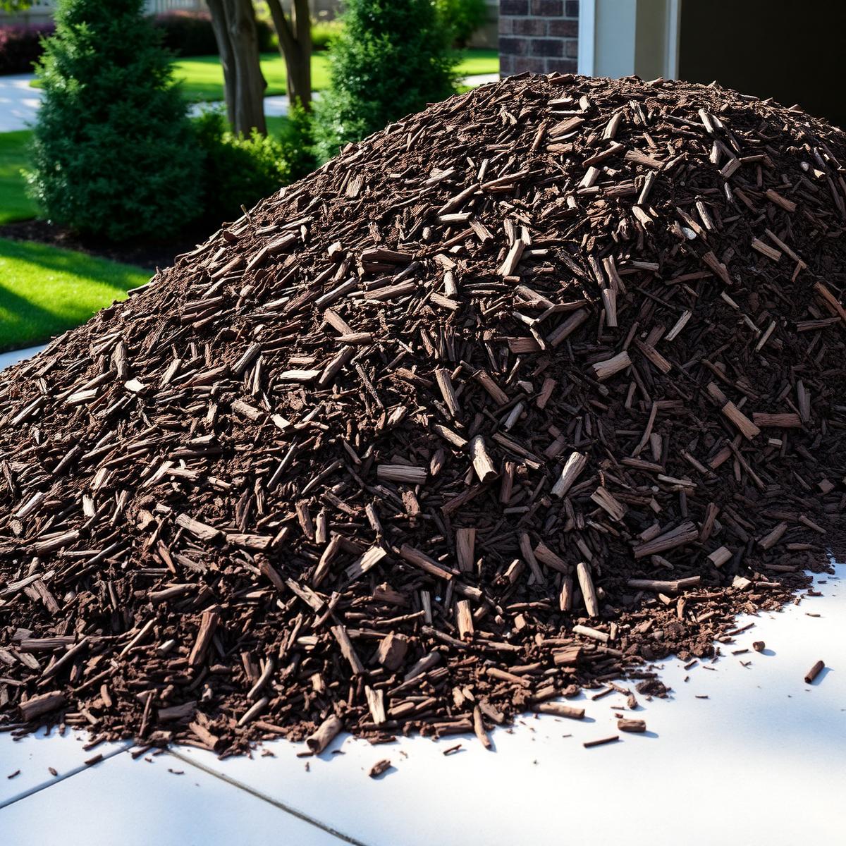 Freshly delivered mulch pile